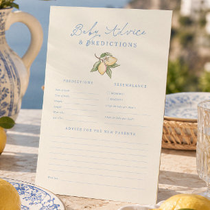 Lemonengelbes Babyshower-Vorhersage- und Ratspiel