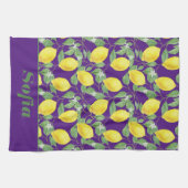 Lemongelber individuelle Name lila Geschirrtuch (Horizontal)