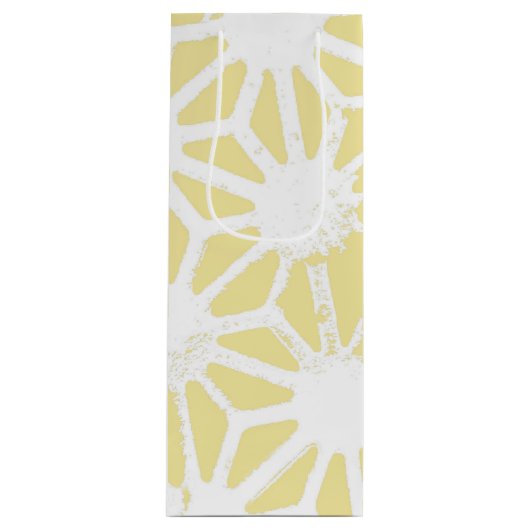 Lemongelbes geometrisches Muster Geschenktüte Für Weinflaschen (Vorderseite)