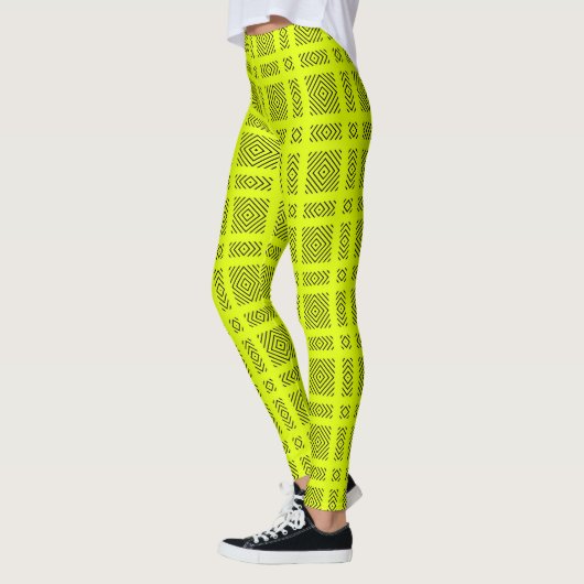 Lemongelbes geometrisches Muster Leggings (Links)