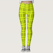 Lemongelbes geometrisches Muster Leggings (Vorderseite)
