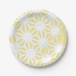 Lemongelbes geometrisches Muster Pappteller