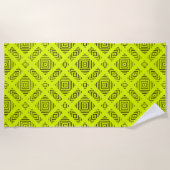 Lemongelbes geometrisches Muster Strandtuch (Vorderseite)
