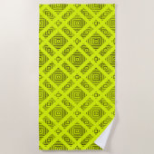 Lemongelbes geometrisches Muster Strandtuch (Vorderseite)