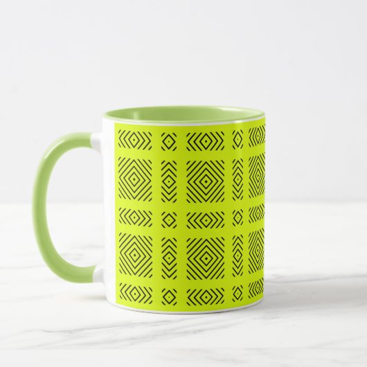 Lemongelbes geometrisches Muster Tasse (Links)