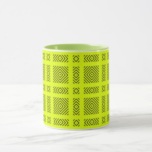 Lemongelbes geometrisches Muster Tasse (Zentrum)