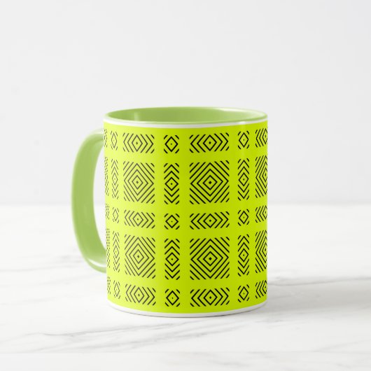 Lemongelbes geometrisches Muster Tasse (Vorderseite Links)