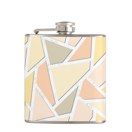 Lemongelbes Mosaikmuster Flachmann (Vorderseite)
