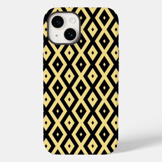 Lemongelbes und schwarzes Diamantmuster Case-Mate iPhone Hülle (Rückseite)