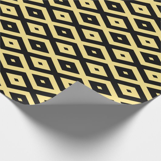 Lemongelbes und schwarzes Diamantmuster Geschenkpapier (Ecke)