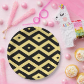 Lemongelbes und schwarzes Diamantmuster Pappteller (Party)
