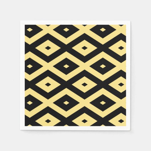 Lemongelbes und schwarzes Diamantmuster Serviette (Vorderseite)