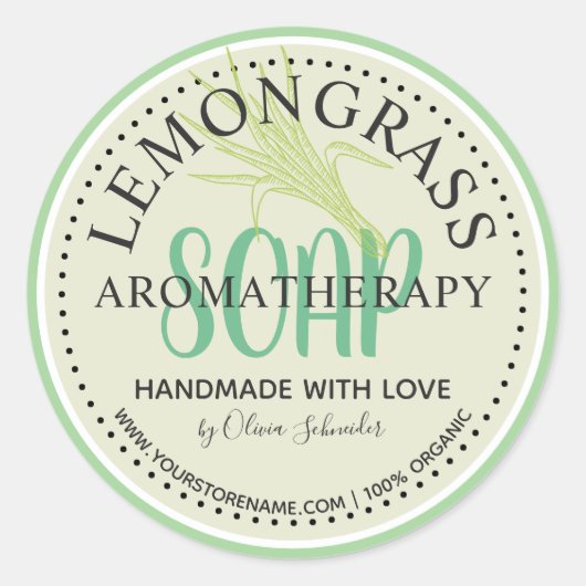 Lemongrass Aromatherapie Seife Website Runder Aufkleber (Vorderseite)
