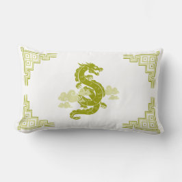 Lemongrass Green Chinoiserie Dragon and Clouds Lendenkissen