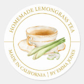 Lemongrass Tee Modernes Label Runder Aufkleber (Vorderseite)