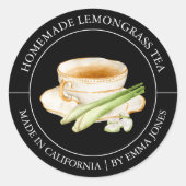 Lemongrass Tee Modernes Label Runder Aufkleber (Vorderseite)