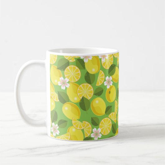 Lemonitrus nahtloser Hintergrund Kaffeetasse (Links)