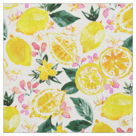 LEMONIZER Yellow Watercolor Lemons Stoff