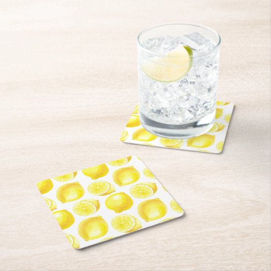 Lemonmuster Rechteckiger Pappuntersetzer (Vor Ort)