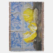 Lemons and Azulejos — Classic Blue & Yellow Still  Decke (Vorderseite Vertikal)