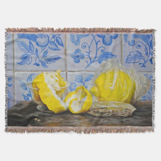 Lemons and Azulejos — Classic Blue & Yellow Still  Decke (Vorderseite)
