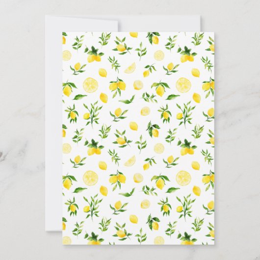 Lemons and Flowers with Foliage Baby Shower Einladung (Rückseite)