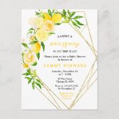 Lemons and Flowers with Foliage Baby Shower Postkarte (Vorderseite)