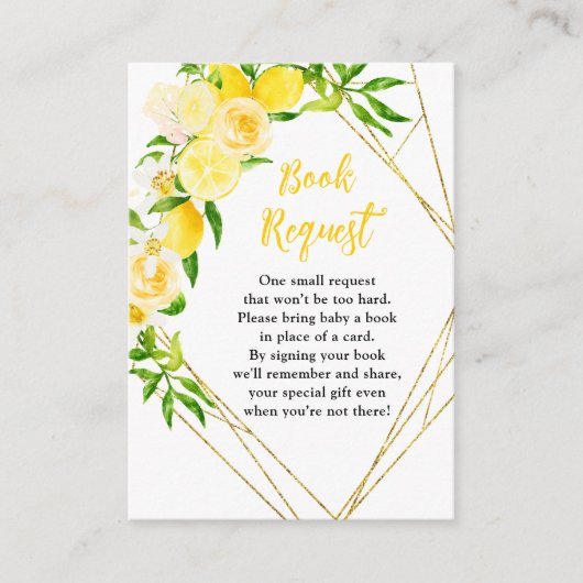 Lemons and Foliage Baby Shower Book Request Begleitkarte (Vorderseite)