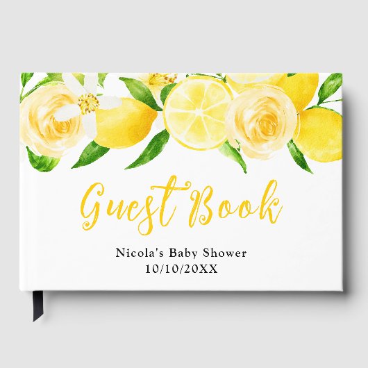 Lemons and Foliage Baby Shower Gästebuch (Vorderseite)