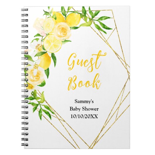 Lemons and Foliage Baby Shower Guest Book Notizblock (Vorderseite)
