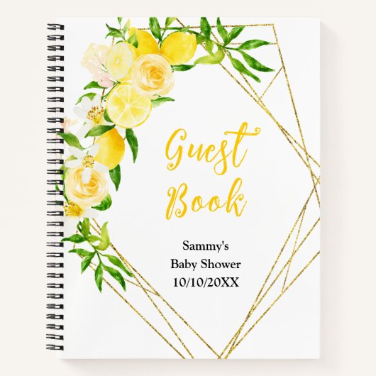 Lemons and Foliage Baby Shower Guest Book Notizblock (Vorderseite)