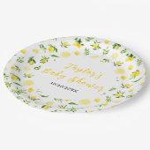 Lemons and Foliage Baby Shower Pappteller (Schrägansicht)