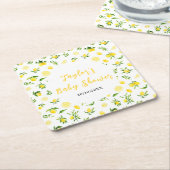 Lemons and Foliage Baby Shower Rechteckiger Pappuntersetzer (angewinkelt)