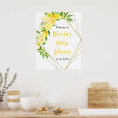 Lemons and Foliage Baby Shower Welcome Poster (Küche)