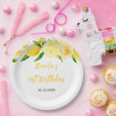 Lemons and Foliage Birthday Pappteller (Party)