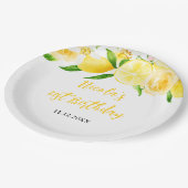 Lemons and Foliage Birthday Pappteller (Schrägansicht)