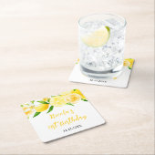Lemons and Foliage Birthday Rechteckiger Pappuntersetzer (Vor Ort)
