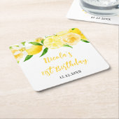 Lemons and Foliage Birthday Rechteckiger Pappuntersetzer (angewinkelt)