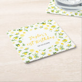 Lemons and Foliage Birthday Rechteckiger Pappuntersetzer (angewinkelt)