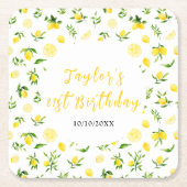 Lemons and Foliage Birthday Rechteckiger Pappuntersetzer (Vorderseite)
