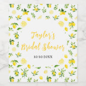 Lemons and Foliage Bridal Shower Weinetikett (Einzelnes Label)
