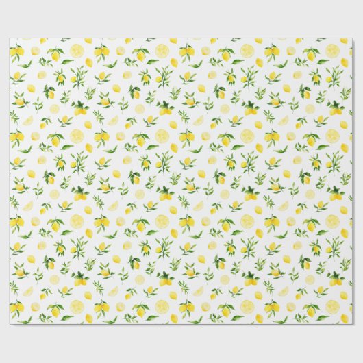 Lemons and Foliage Pattern Geschenkpapier (Flach)