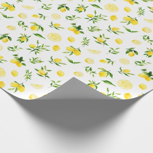 Lemons and Foliage Pattern Geschenkpapier (Ecke)