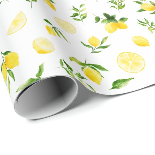 Lemons and Foliage Pattern Geschenkpapier (Rolleneckpunkt)