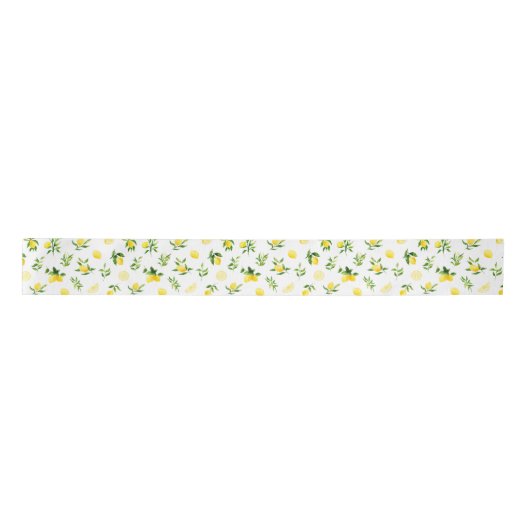 Lemons and Foliage Pattern Satinband (Vorderseite)