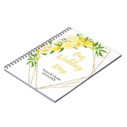 Lemons and Foliage Wedding Planner Notizblock (Linke Seite)