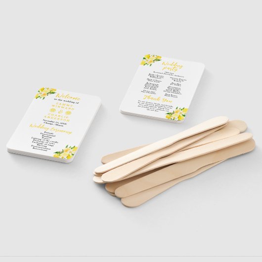 Lemons and Foliage Wedding Program Fächer (Non-assembled)
