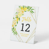 Lemons and Foliage Wedding Table Number Sockelschild (Vorderseite)