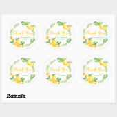 Lemons and Greenery Baby Shower Vielen Dank Runder Aufkleber (Blatt)