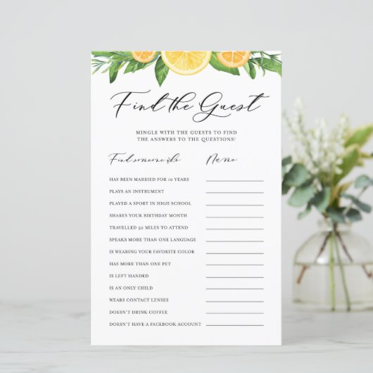 Lemons and Oranges Find the Guests Shower Game (Stehend Vorderseite)